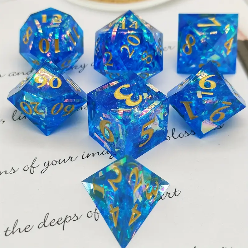 Dés Bleus Résine Polyédrique